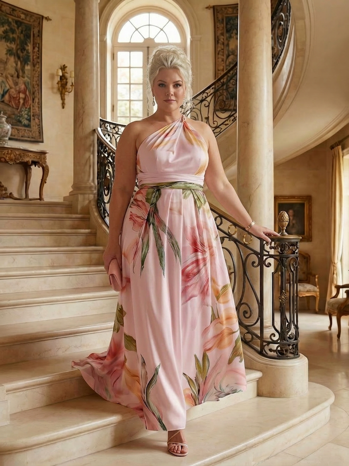 Rhea | Lichte Bloemen Maxi Jurk