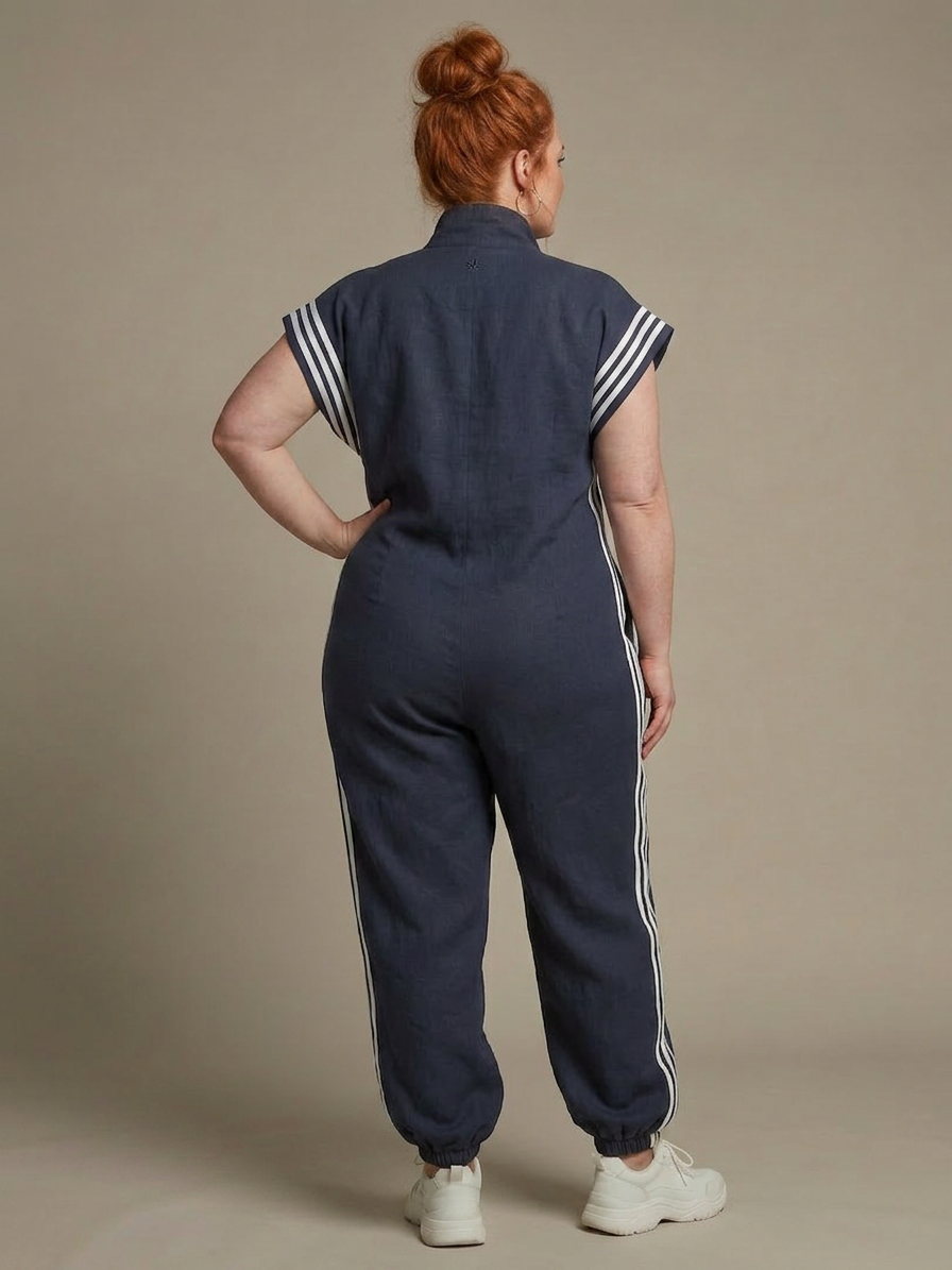 Winslow | Zip Front Stripe Paneel Jumpsuit