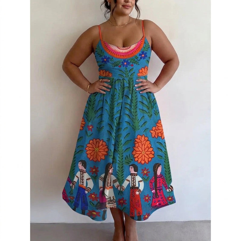 Lara | Folk Garden Midi Jurk