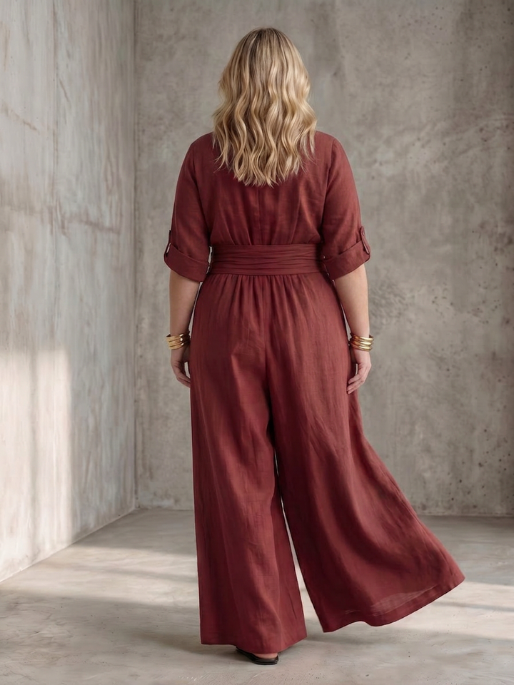 Maeve | Korte Mouwen Wijde Pijpen Jumpsuit