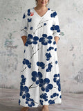 Cerys | Indigo Blossom Maxi Jurk
