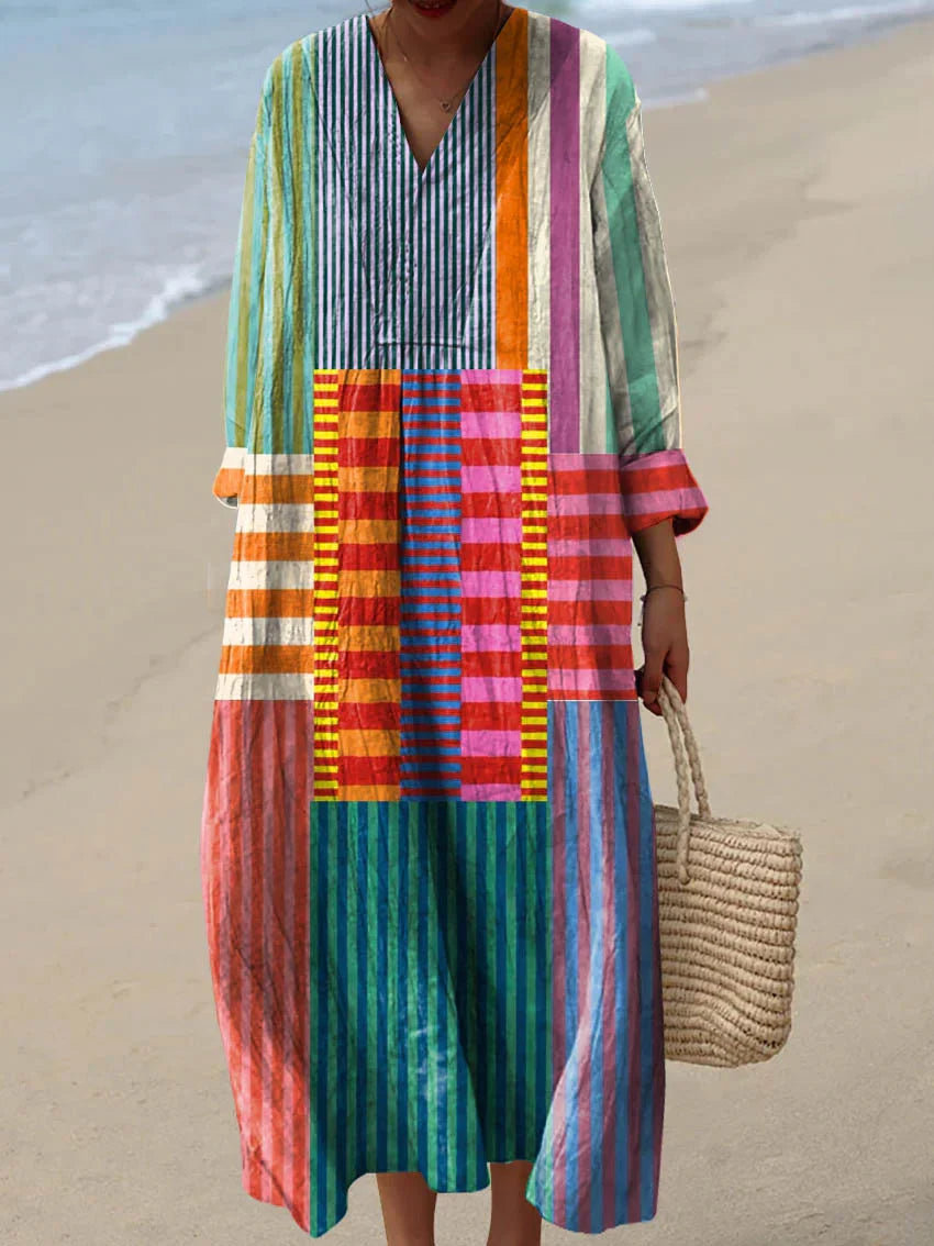 LUCIENNE | MULTIKLEUR PATCHWORK MAXI JURK