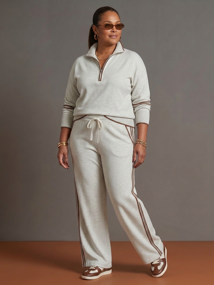 Greer | Zip Nek Lange Mouw Zijdestreep Leggings Set