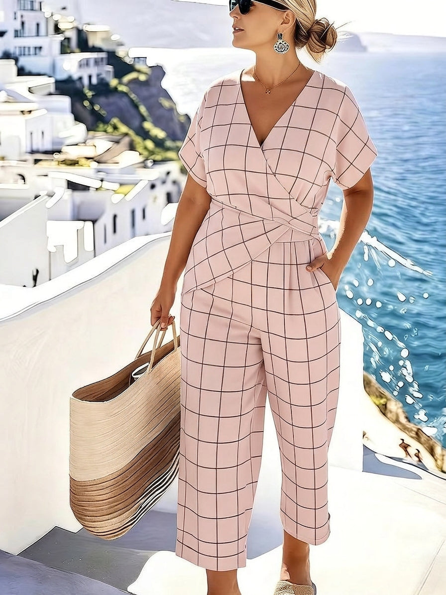 Anouk | Coastal Chic Grid Jumpsuit