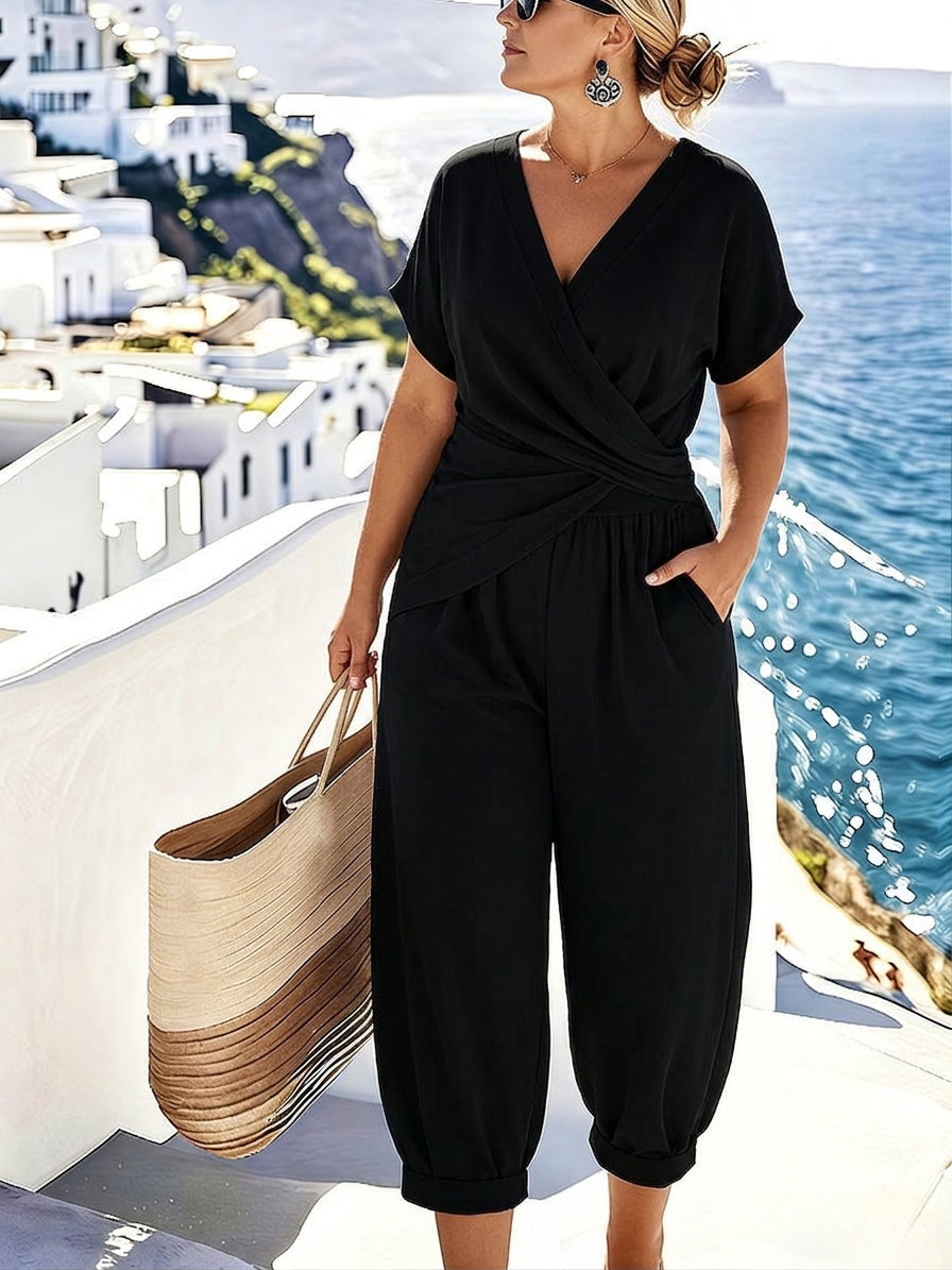Monroe | Classic Noir Wrap Jumpsuit