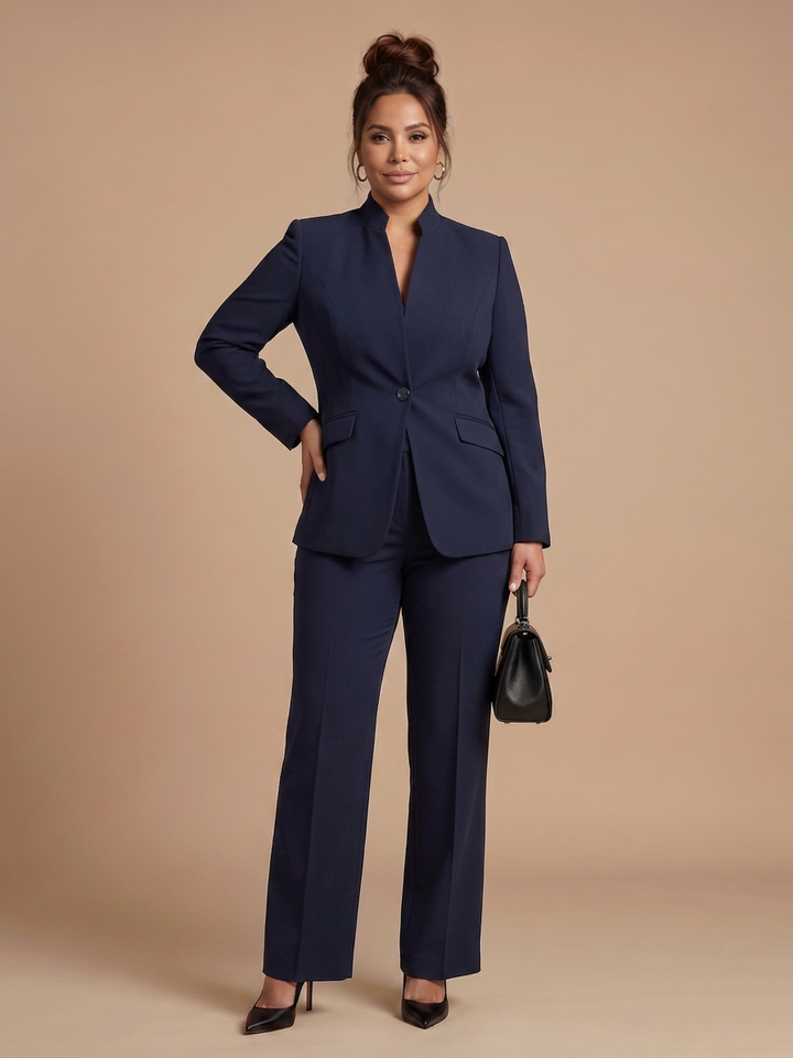 Juniper | Gestructureerd Staande Kraag Tailored Pak