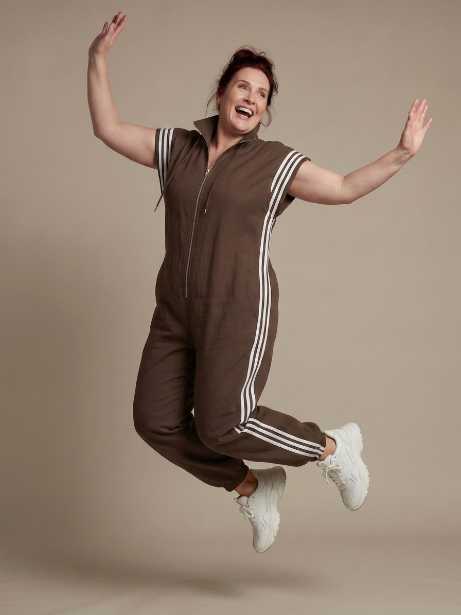 Winslow | Zip Front Stripe Paneel Jumpsuit