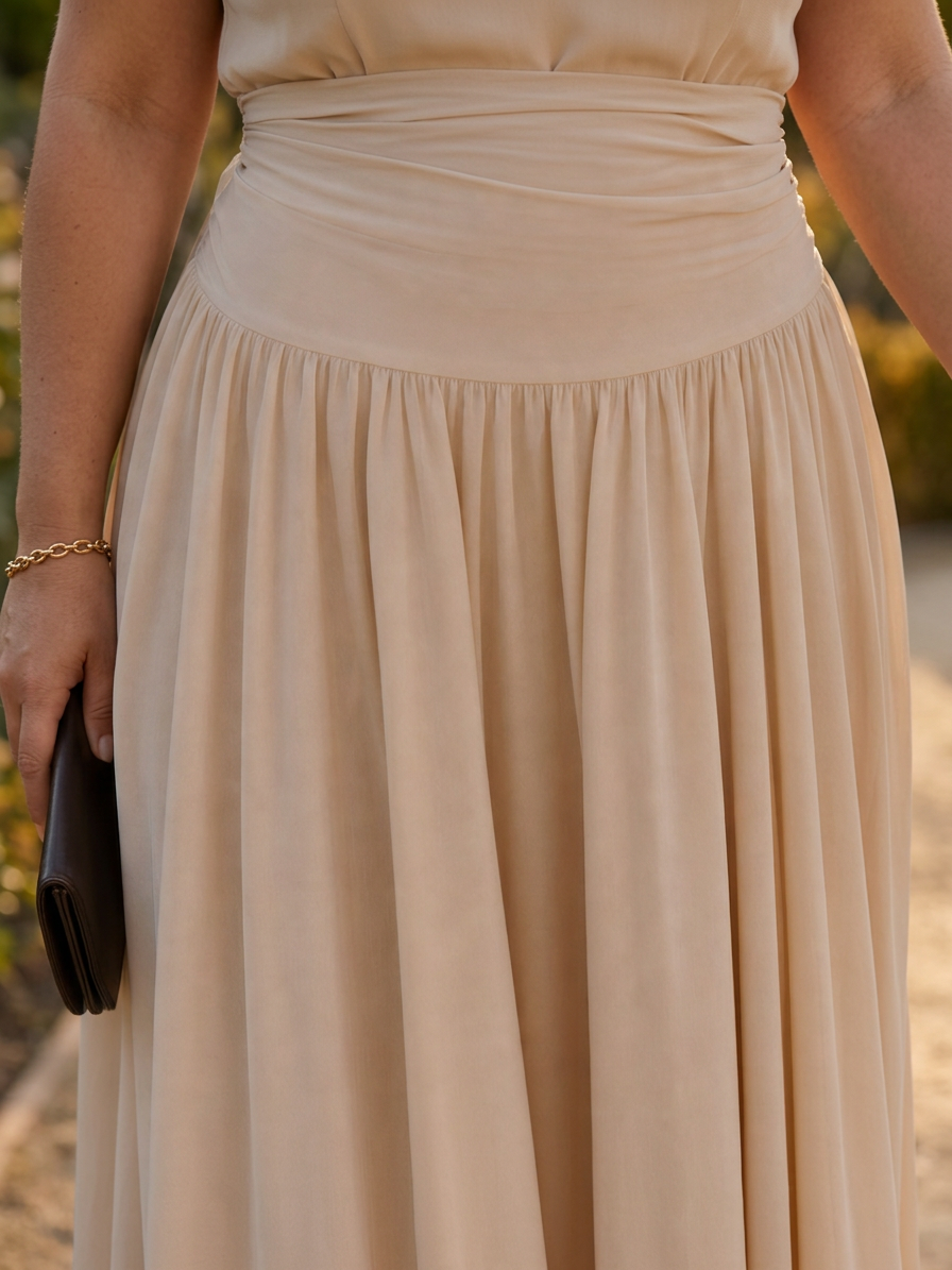 Clemence | Strapless Gerimpelde Midi-jurk