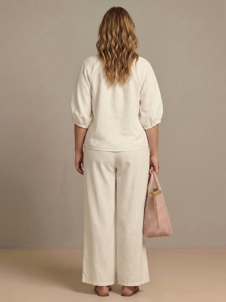 Cecily | Zip Front Blouson Top Wide Leg Set