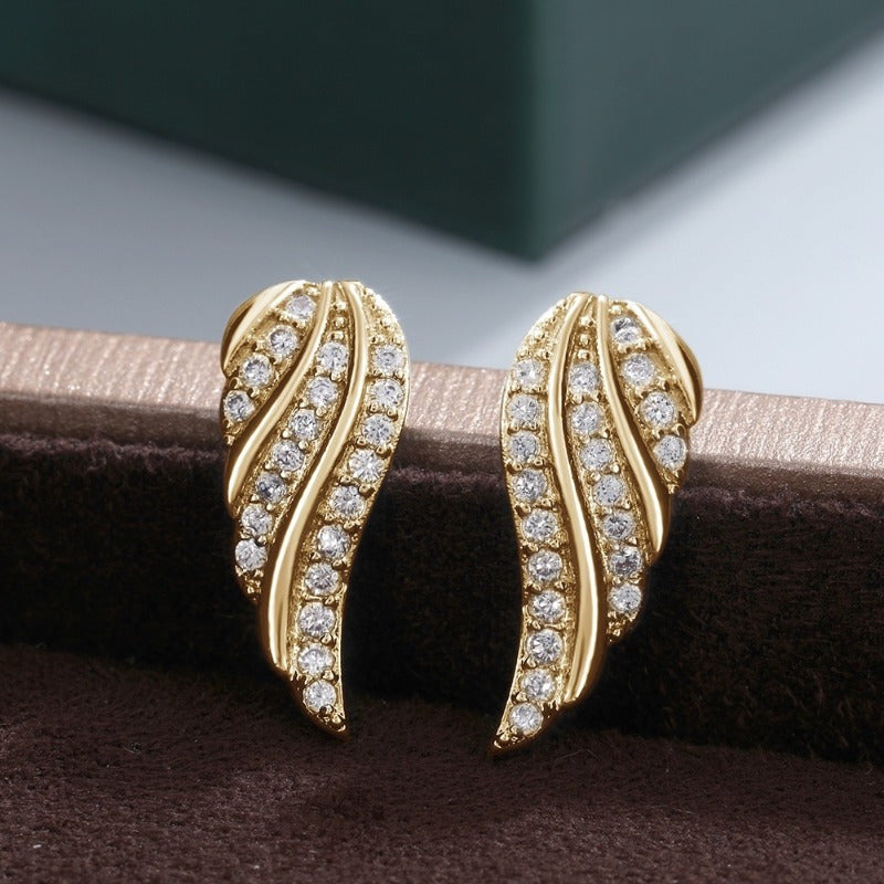 Mireille Leaf Pave Oorbellen | Goud