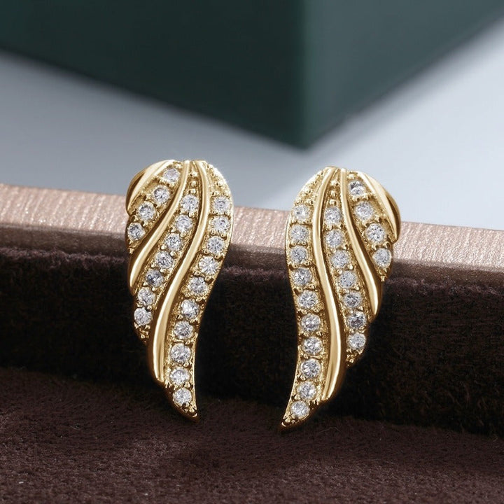 Mireille Leaf Pave Oorbellen | Goud