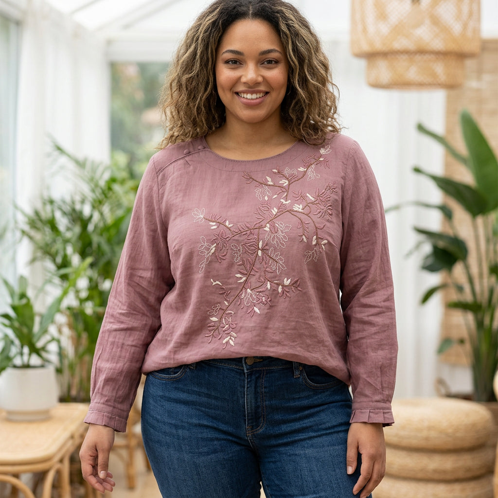 Isadora - Pure Katoenen Geborduurde Dames Top