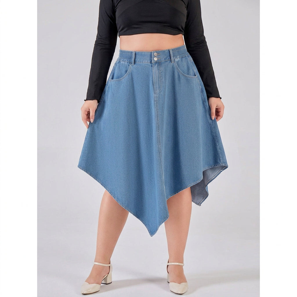 Rhea Irregulaire Denim Rok