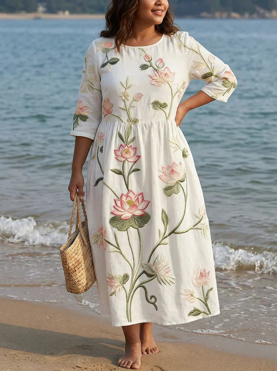 Clover | Jurk met Plant- en Bloemenprint