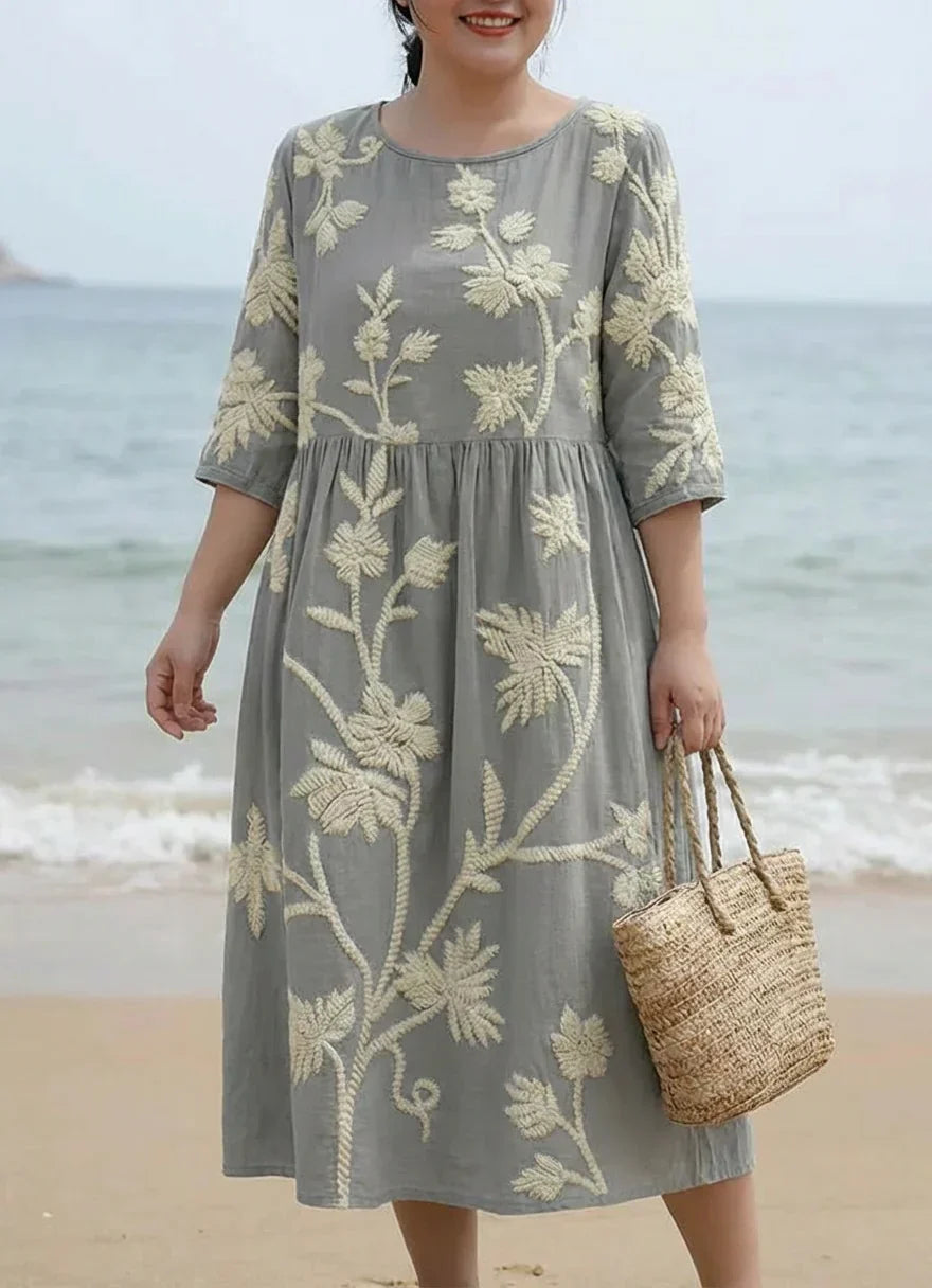Jessamine | Midi-jurk met Plant- en Bloemenprint