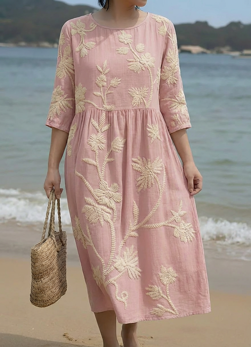 Yasmin | Midi-jurk met planten- en bloemenprint