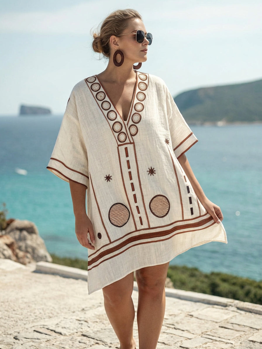 Solene | Kust Geborduurde Mini Dress
