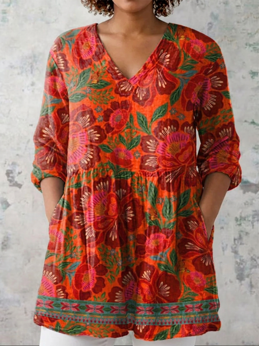 Juna | Lange Blouse met V-Hals