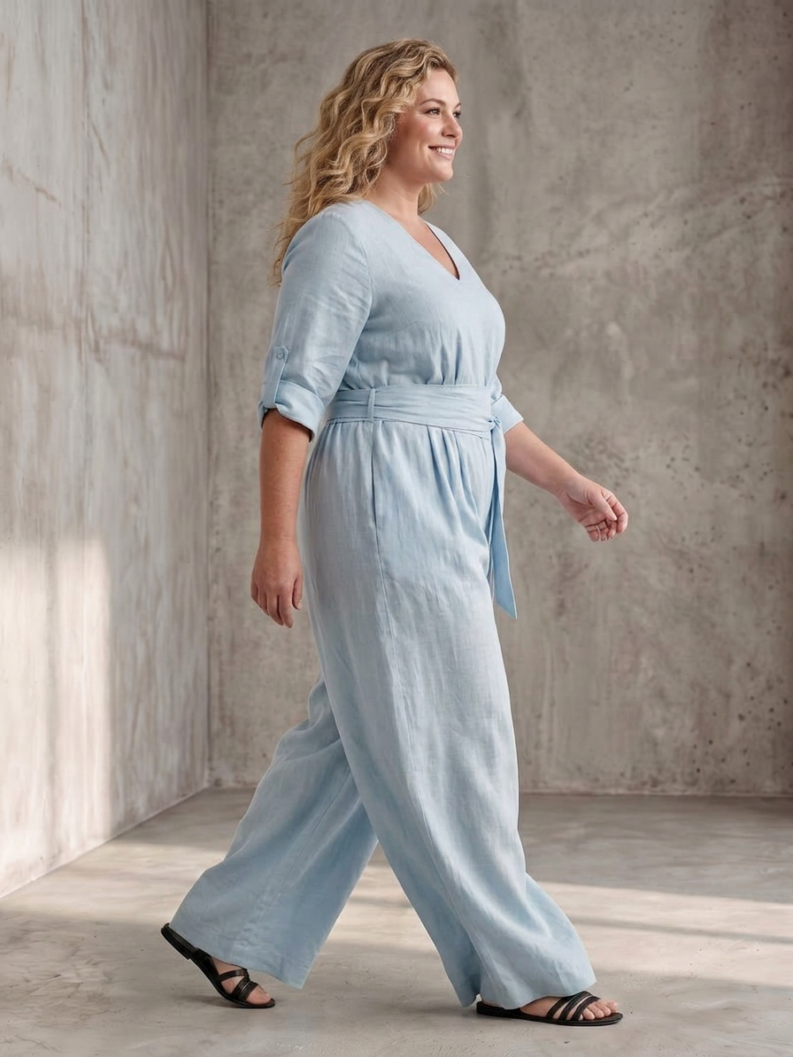 Maeve | Korte Mouwen Wijde Pijpen Jumpsuit