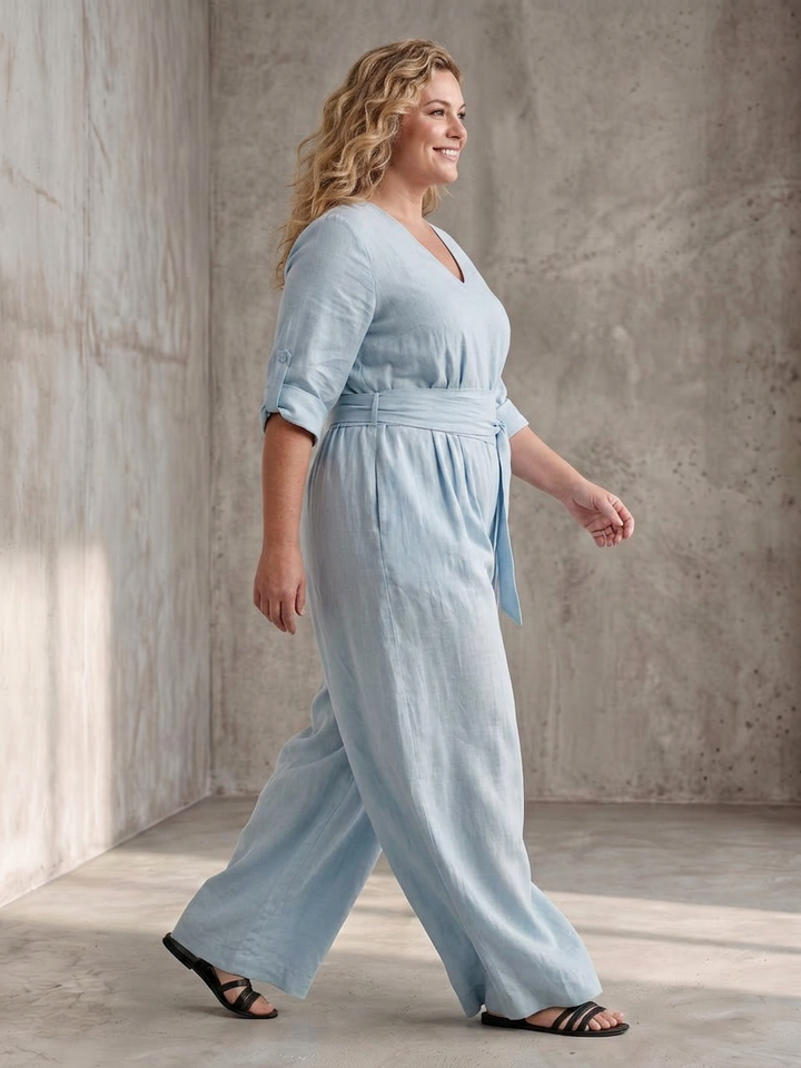 Maeve | Korte Mouwen Wijde Pijpen Jumpsuit
