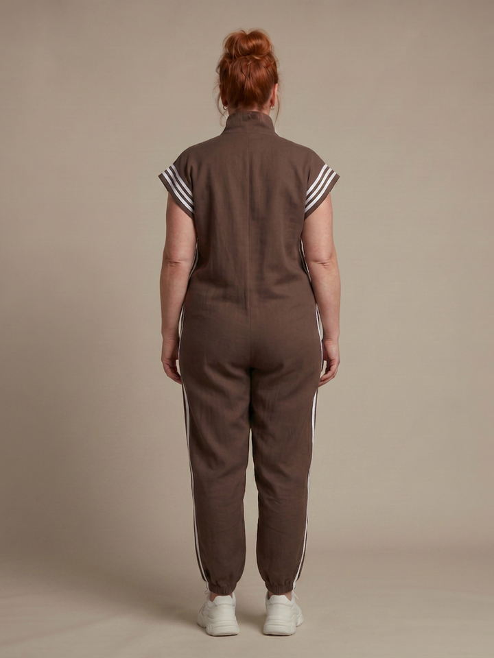 Winslow | Zip Front Stripe Paneel Jumpsuit