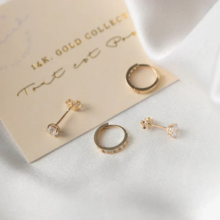 Rosa Brillane Steen Oorbellen Set | Goud