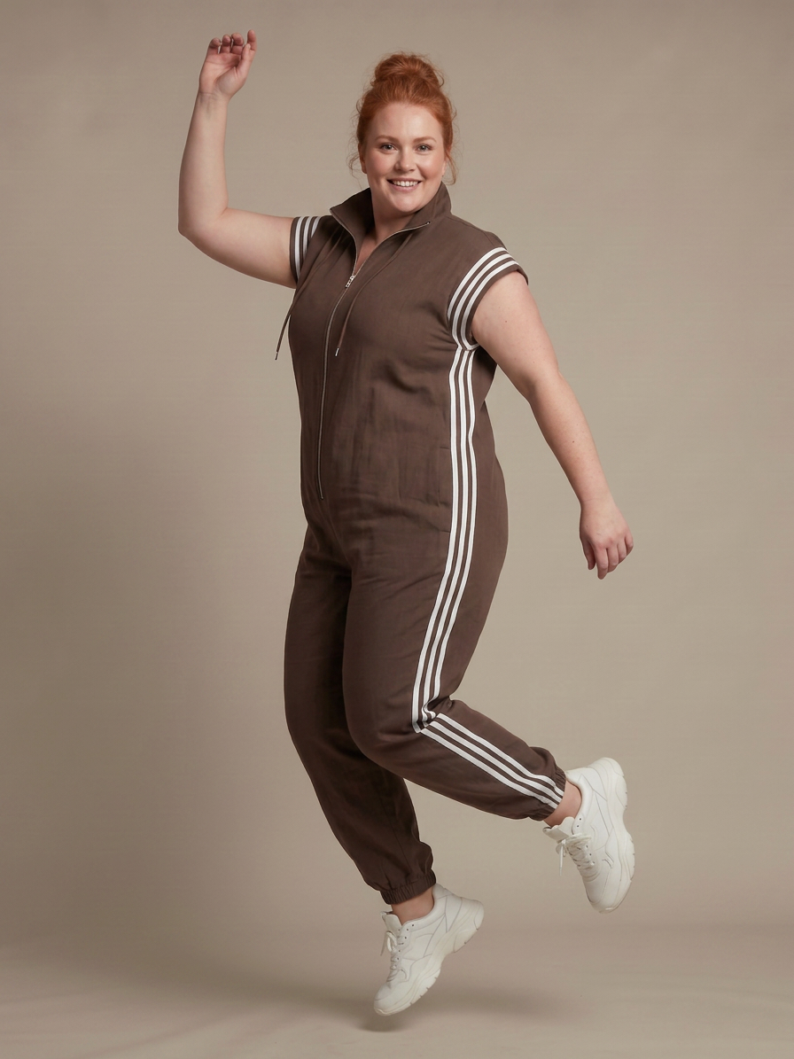 Winslow | Zip Front Stripe Paneel Jumpsuit