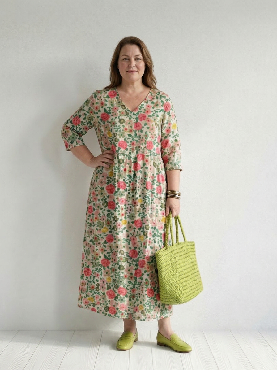 Solveig | Midi-jurk met verspreide bloemen
