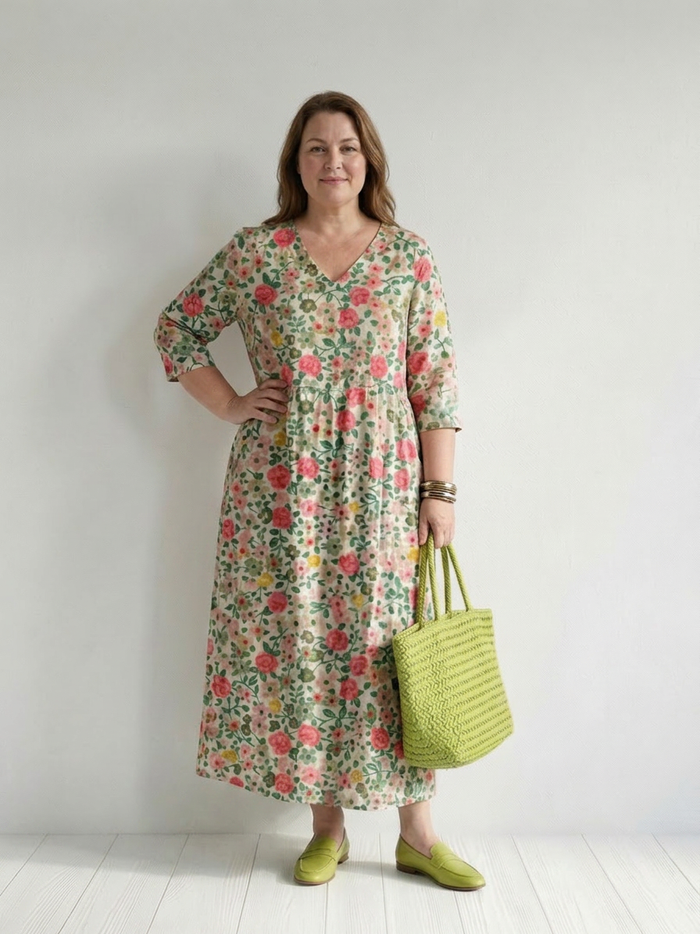 Solveig | Midi-jurk met verspreide bloemen