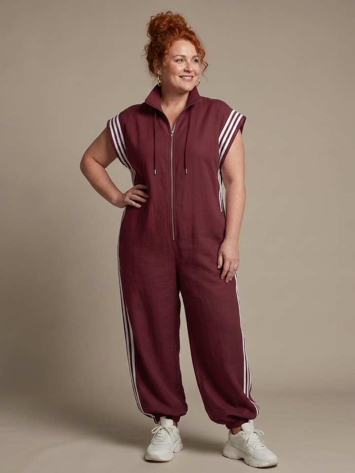 Winslow | Zip Front Stripe Paneel Jumpsuit