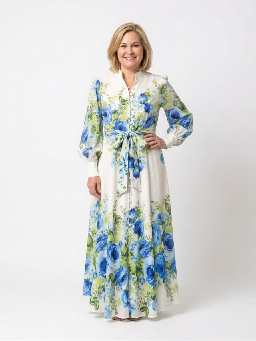 Laisa | Maxi-jurk met lange mouwen en bloemenprint