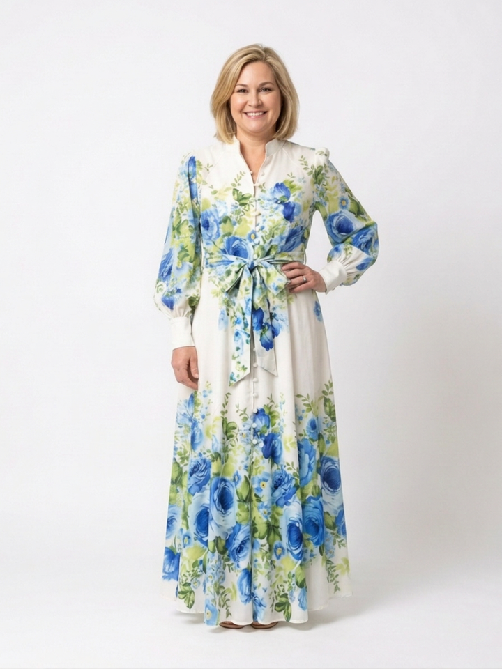 Laisa | Maxi-jurk met lange mouwen en bloemenprint