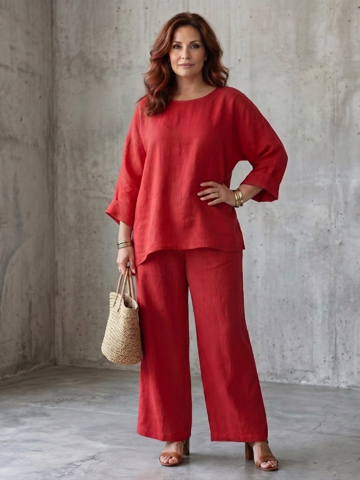 Isabeau | Oversized Tuniek Met Brede Pantalon Set