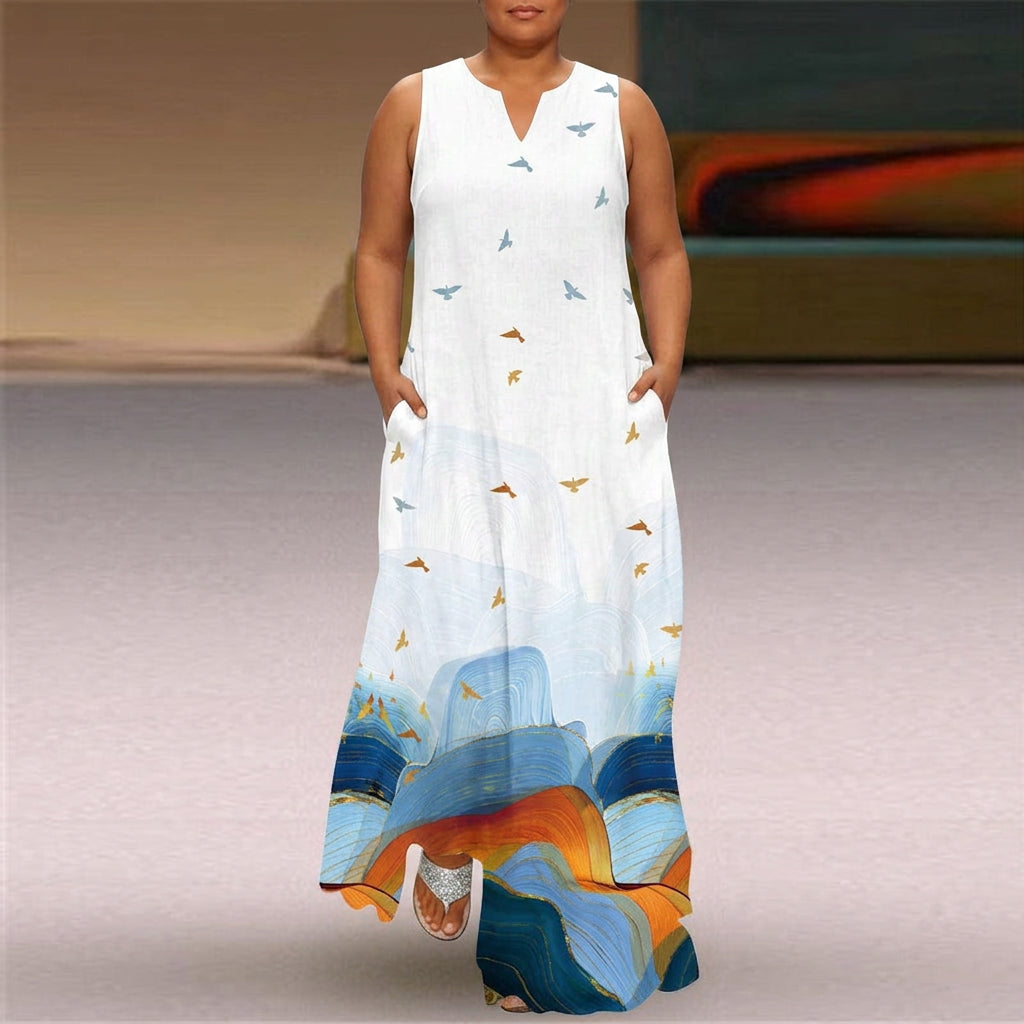Leona | V-Hals Mouwloze Maxi Jurk
