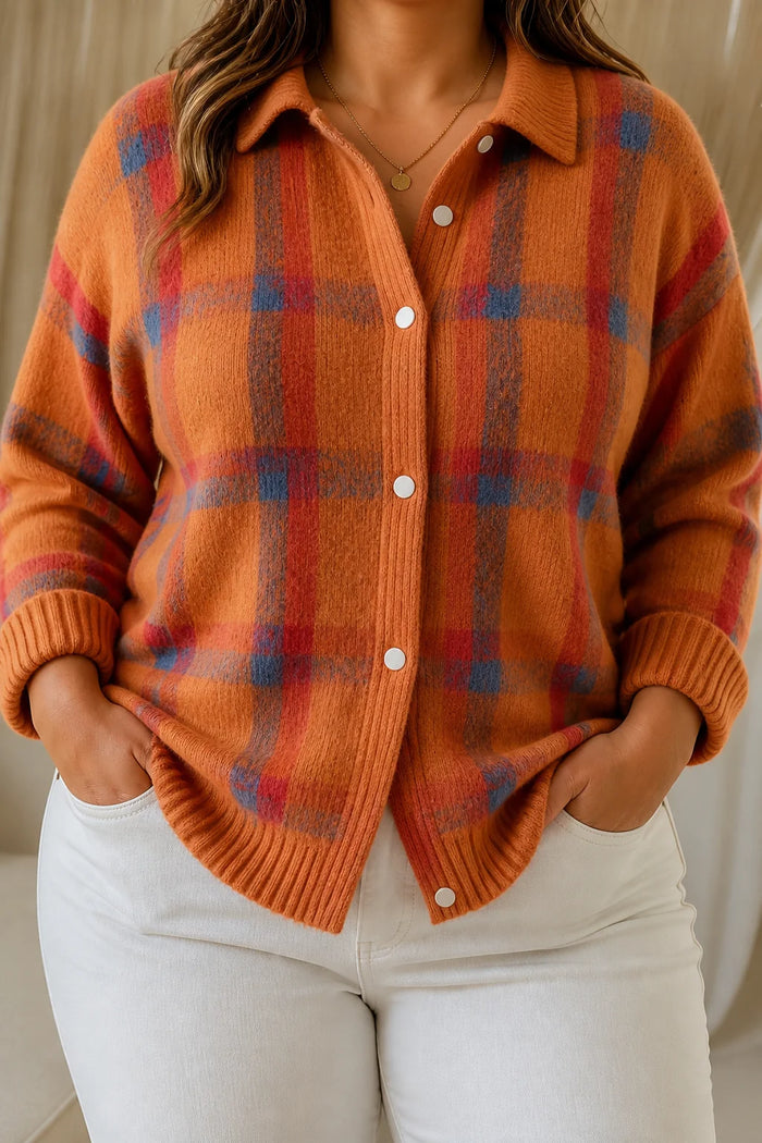 Dames Geruit Vest met Knoopsluiting en Polokraag