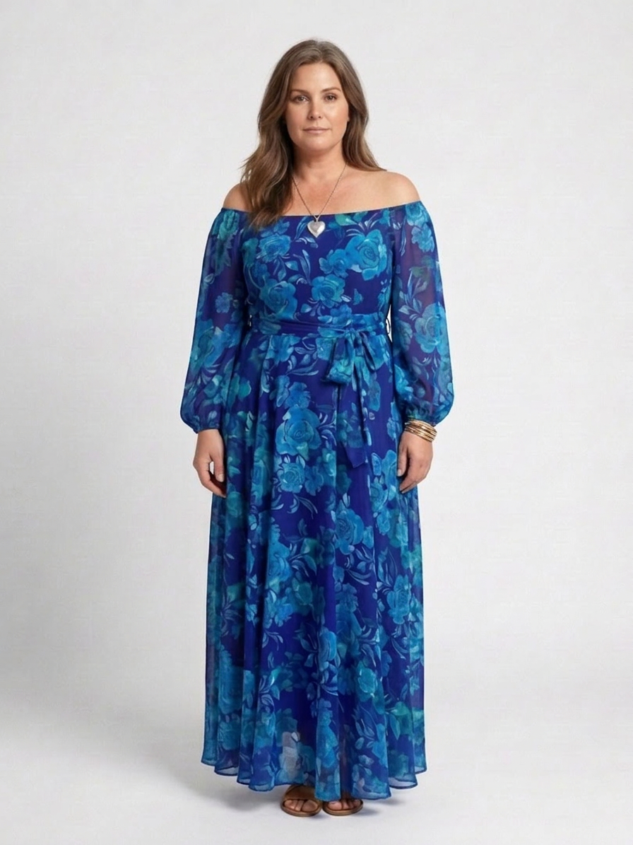 Beatrix | Off Shoulder Bloemen Maxi Jurk