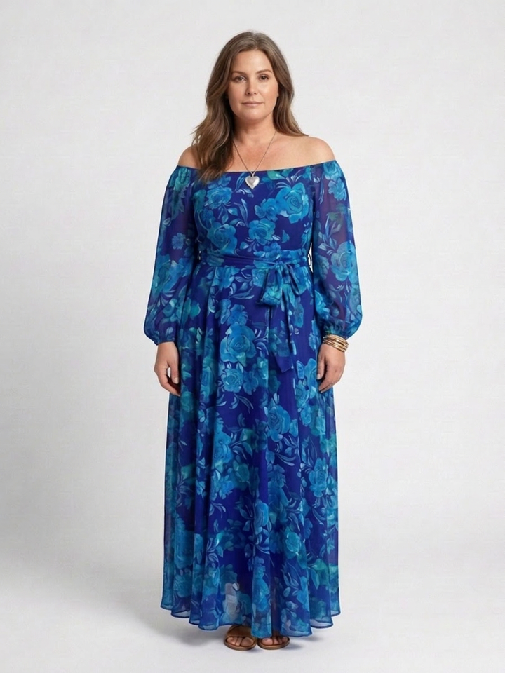 Beatrix | Off Shoulder Bloemen Maxi Jurk