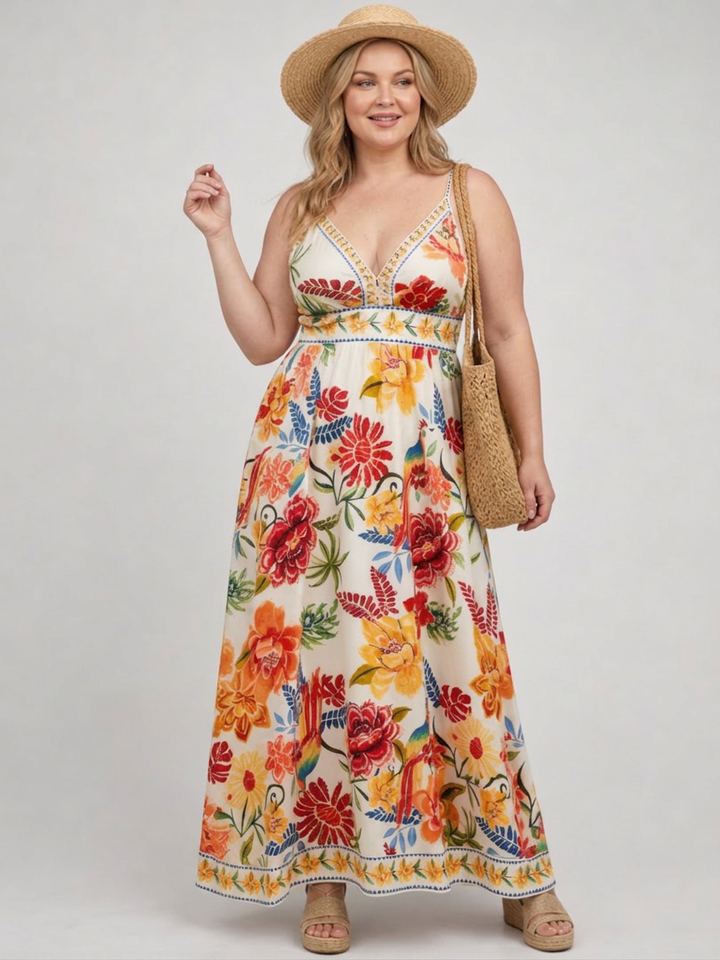 Calla | Mouwloze Empire Taille Midi Jurk