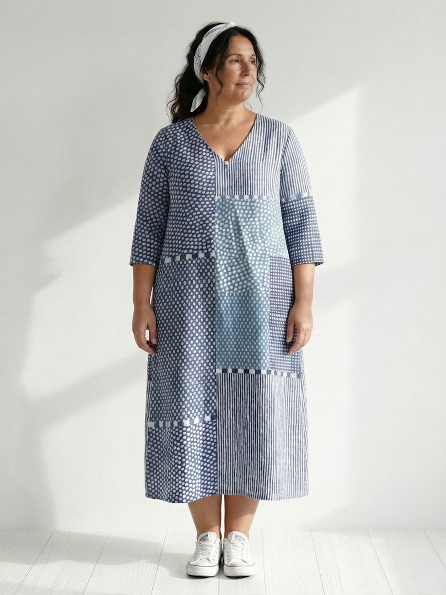 Theodora | Fit Patchwork Midi Jurk