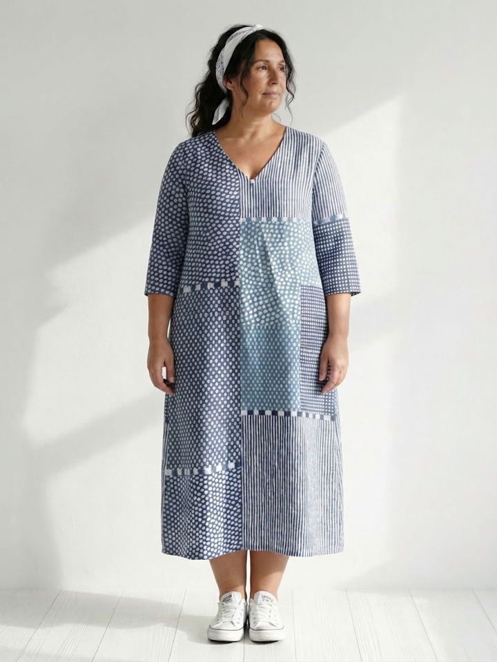 Theodora | Fit Patchwork Midi Jurk