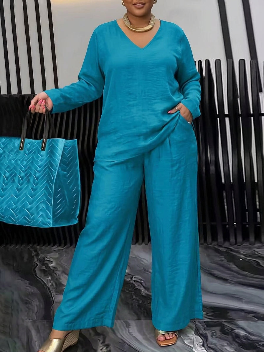 Celestine - Dames Katoenen V-hals Co-Ord Set
