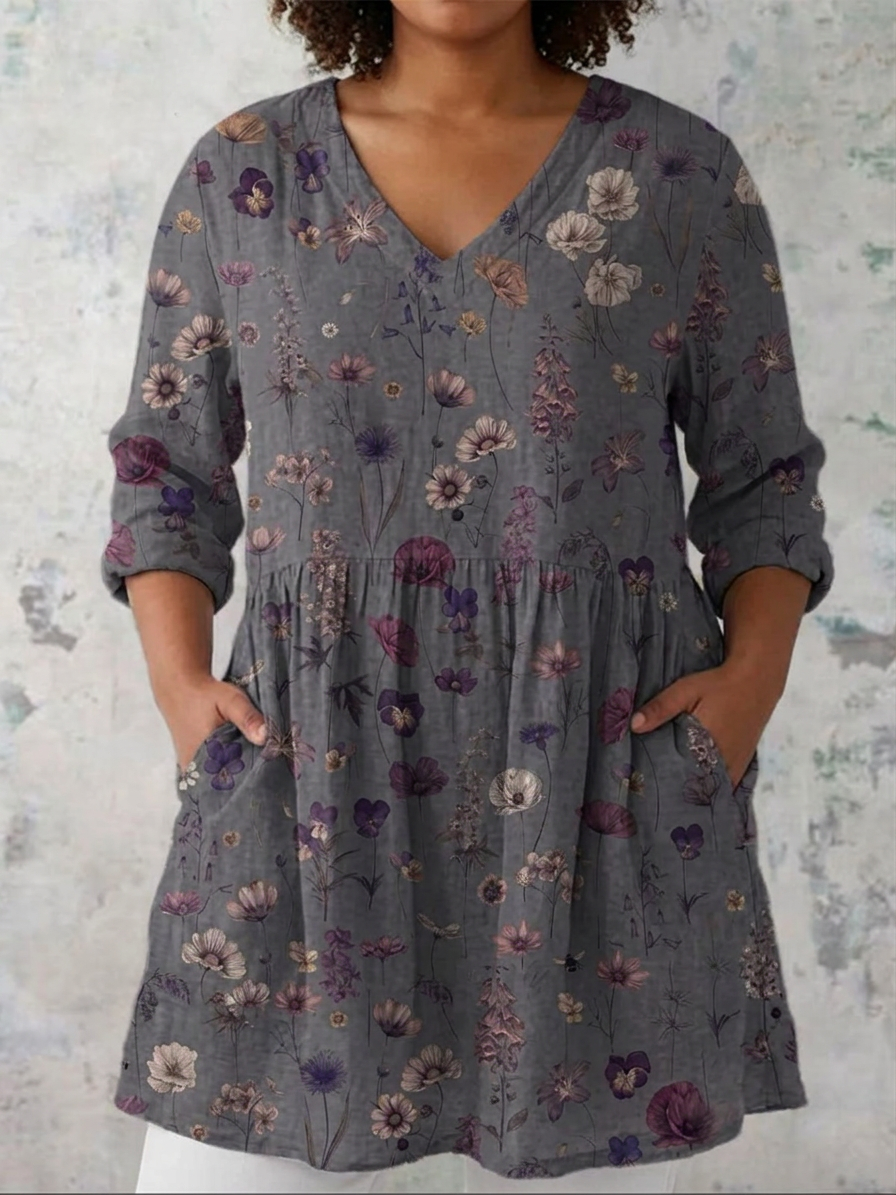 Daria | Blouse met Lange Mouwen en V-Hals