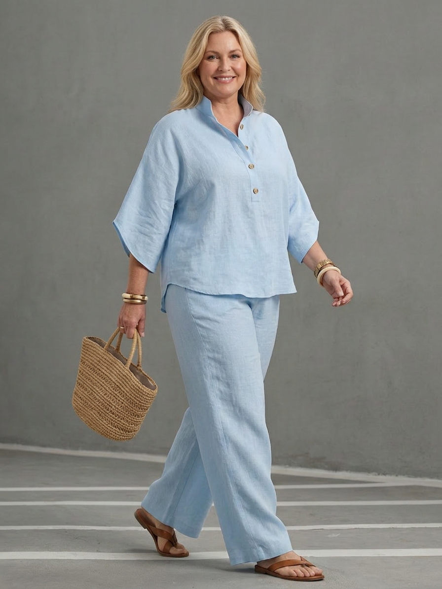 Eleni | Knop Voor Relaxed Tuniek Broek Set