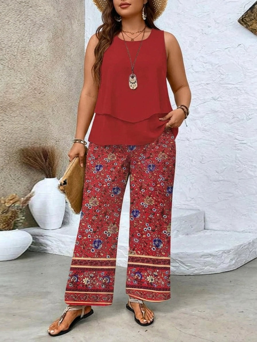 Ysolde | Mouwloze Top en Brede-Pantalon Set