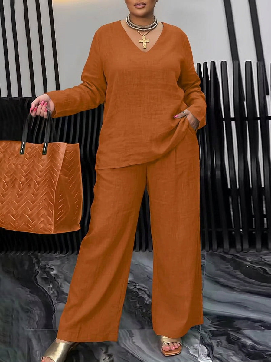 Zinnia - Dames Katoenen V-hals Co-Ord Set