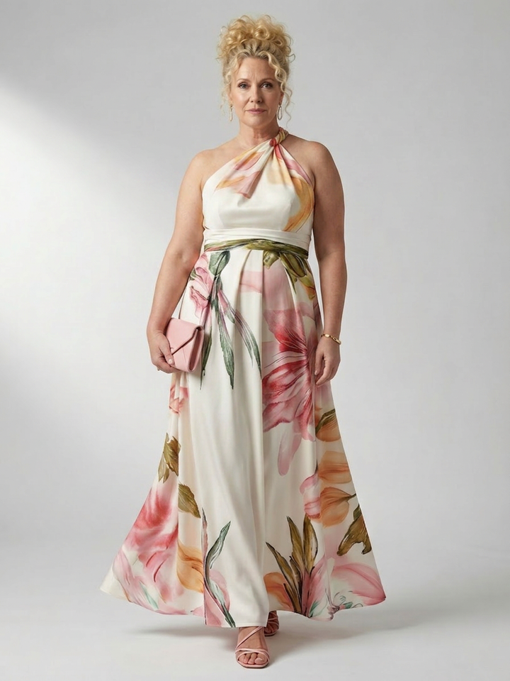 Rhea | Lichte Bloemen Maxi Jurk