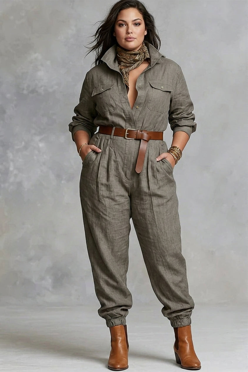 Mireille - Katoenen en Linnen Overhemd Jumpsuit