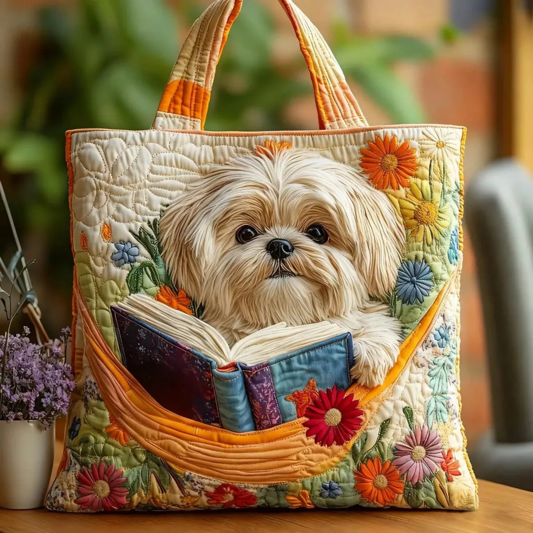 Mika Tote Bag - Shih Tzu met Boeken en Bloemen