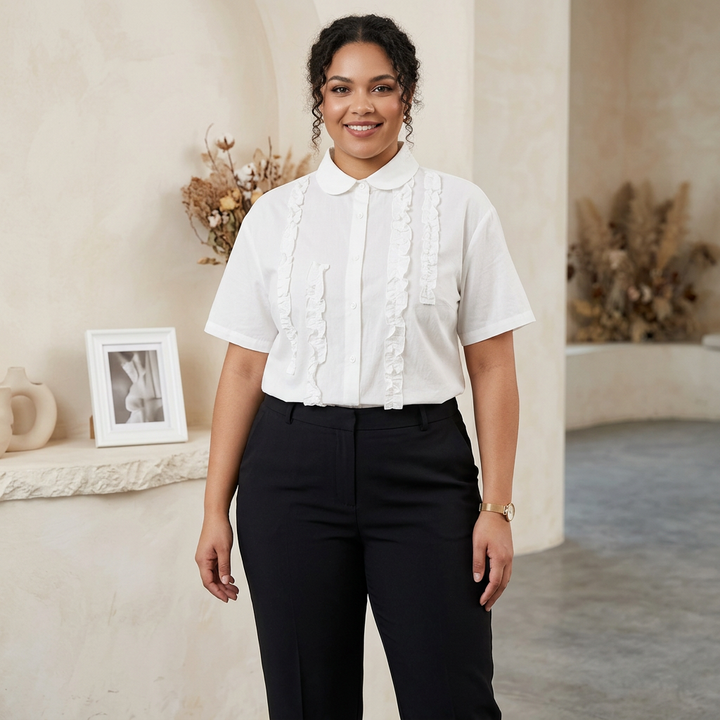 Juna - Pure Katoenen Rimpelshirt