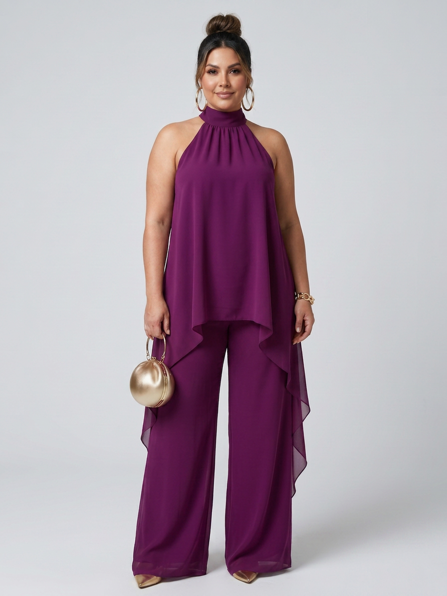 Fleur | Asymmetrische Tuniek Top Set met Wijde Broek